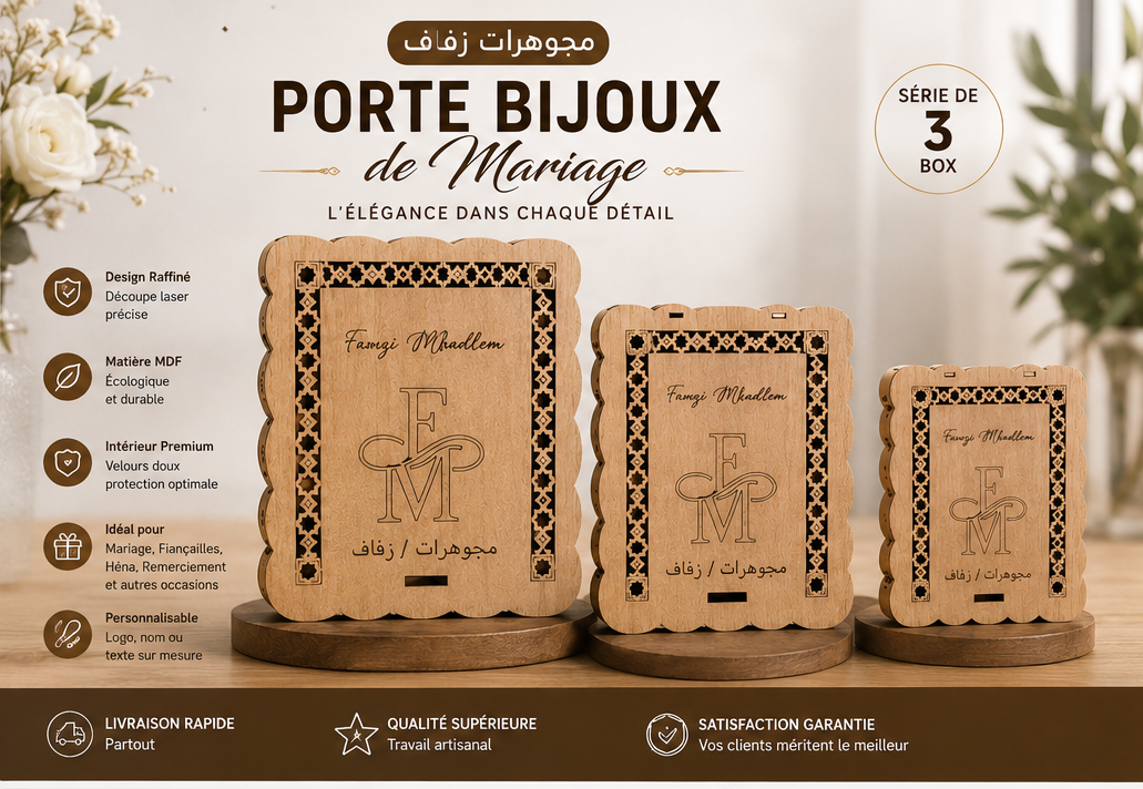 Box bijoux MDF personnalisables